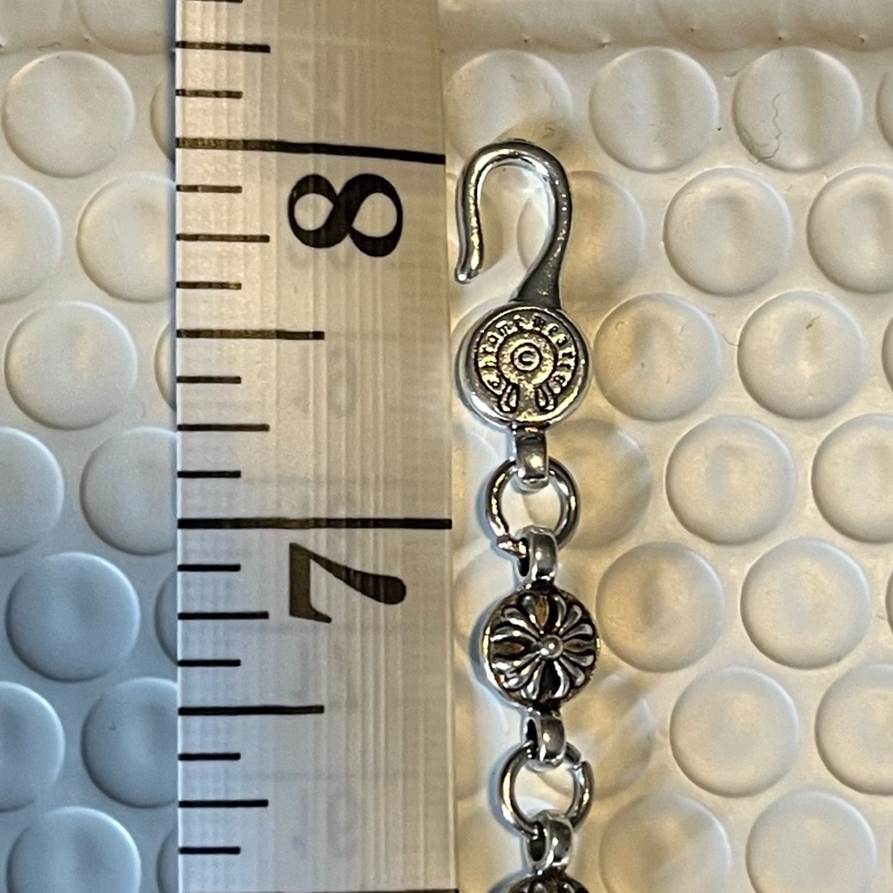 Chrome Hearts CH Silver Cross Ball Bracelet With Hook Closure Y2K Style 8-8.5”